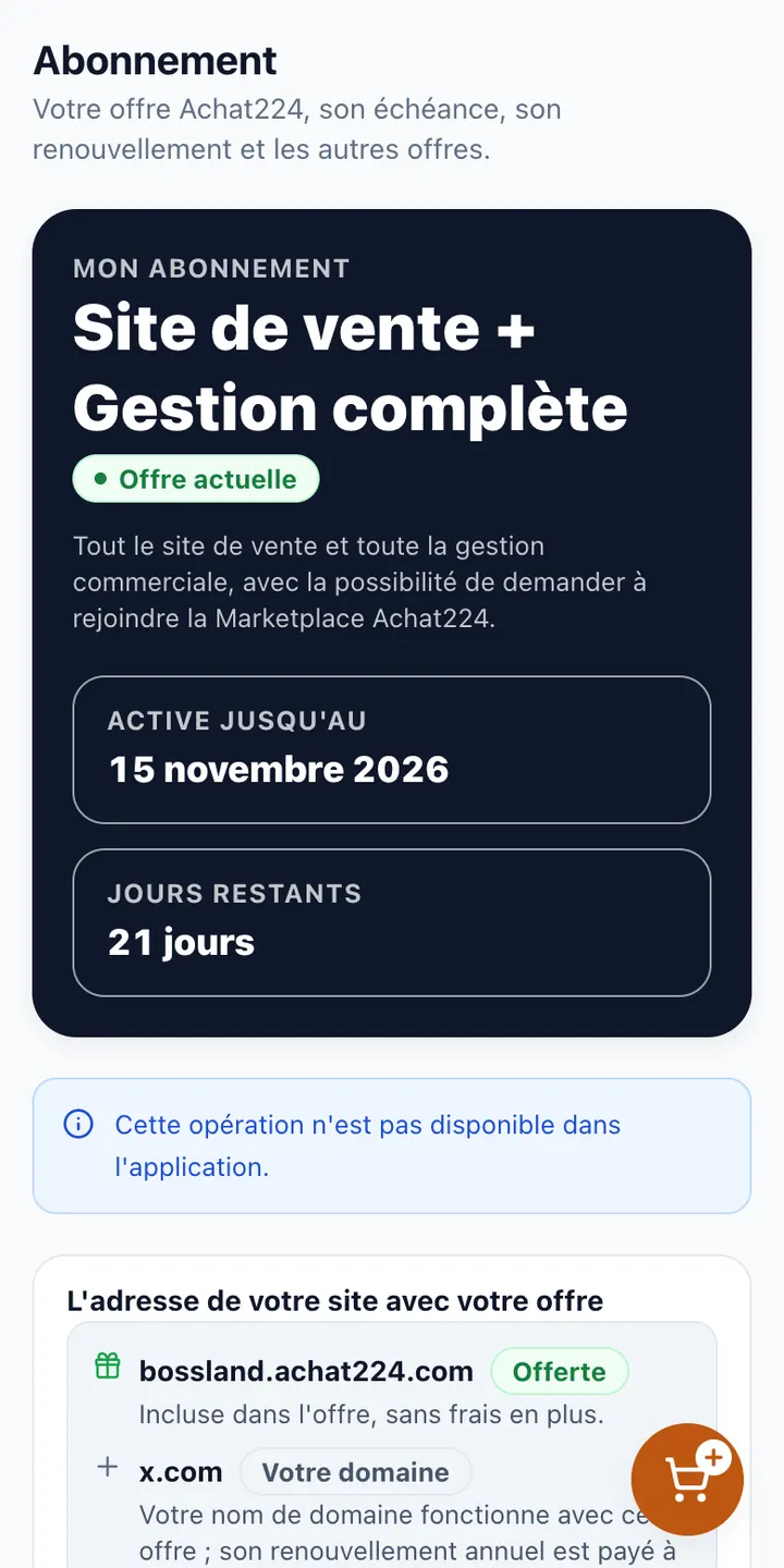 Votre offre, son échéance et les offres disponibles.