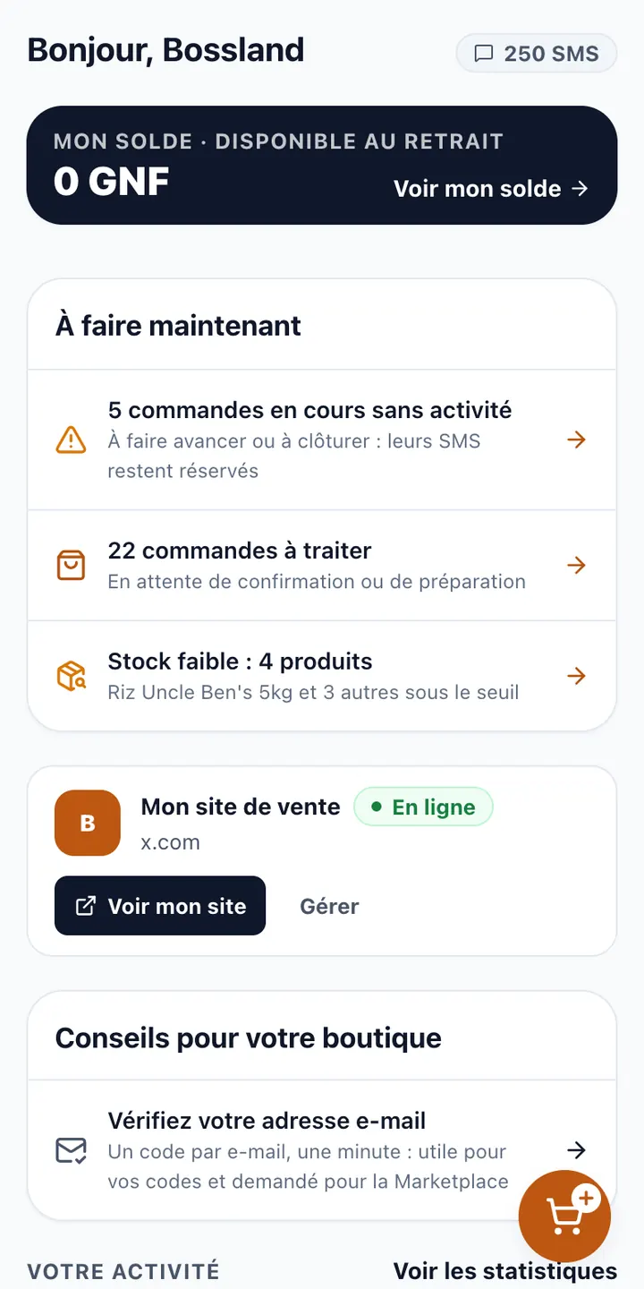 Le solde en tête, puis « À faire maintenant ».