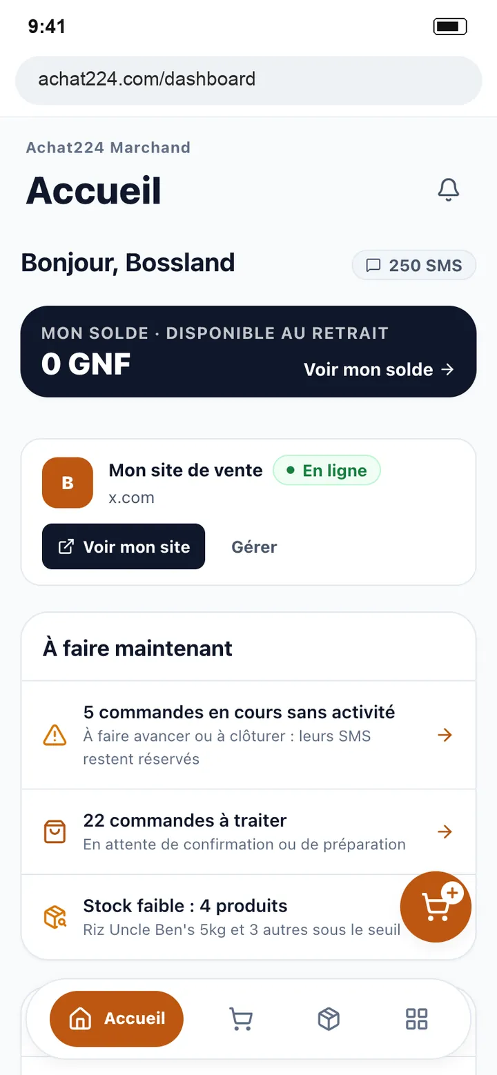 Écran : Ouvrez Commandes